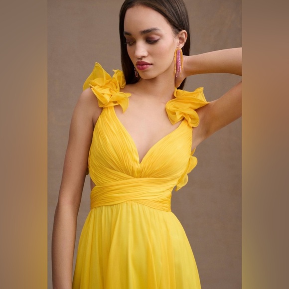 MAC DUGGAL INDY /LEENA ruffle tiered cut-out back chiffon gown / dress - Picture 10 of 16